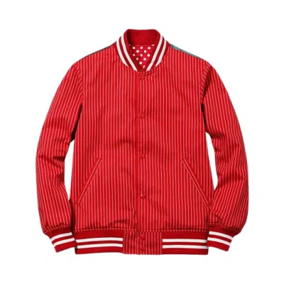 Pre-owned Supreme X Comme Des Garcons Reversible Varsity Jacket 'red' | Men's Size L