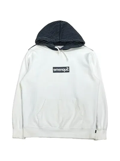 Supreme X Comme Des Garçons Striped Hoodie In White