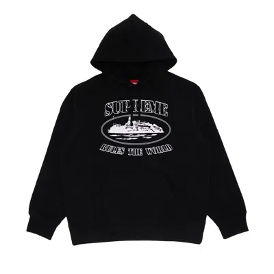 Pre-owned Supreme X Corteiz Rules The World Hooded Sweatshirt 'black'