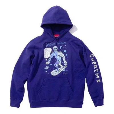Supreme X Daniel Johnston Hooded Sweatshirt 'purple White' In Blue
