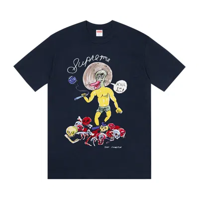 Pre-owned Supreme X Daniel Johnston Kill Em All Tee 'navy' In Blue