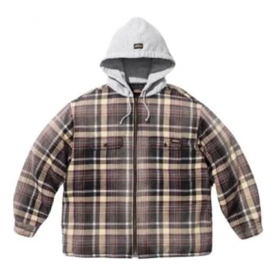 Supreme X Dickies Fw23 Week9 Plaid Hooded Zip Up Shirt 'brown' In Multi