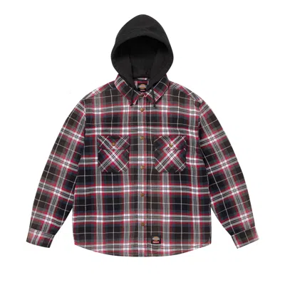 Pre-owned Supreme X Dickies Lined Zip Up Hooded Flannel Shirt 'black' | Men's Size L
