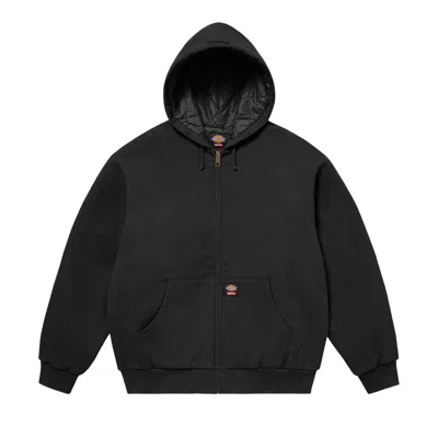 Pre-owned Supreme X Dickies Quilted Lined Zip Up Hooded Sweatshirt 'black' | Men's Size L