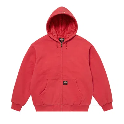 Pre-owned Supreme X Dickies Quilted Lined Zip Up Hooded Sweatshirt 'burnt Red' | Men's Size Xl