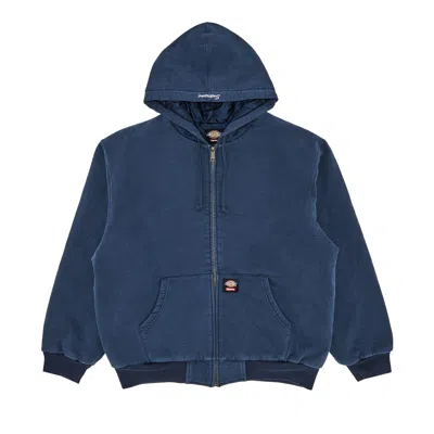 Pre-owned Supreme X Dickies Quilted Lined Zip Up Hooded Sweatshirt 'navy' In Blue