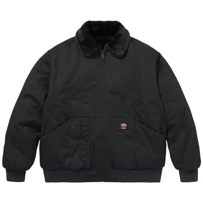 Pre-owned Supreme X Dickies Reversible Quilted Faux Fur Work Jacket 'black' | Men's Size Xxl