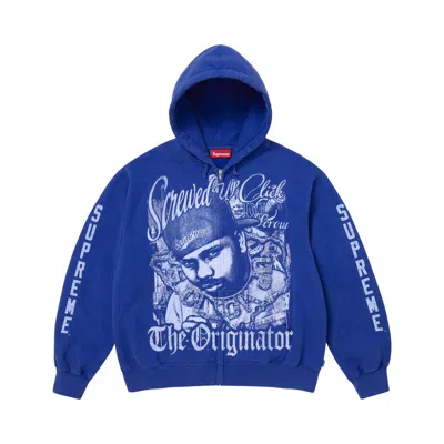 Pre-owned Supreme X Dj Screw Zip Up Hooded Sweatshirt 'royal' | Blue | Men's Size M