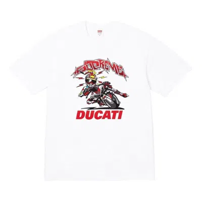 Supreme X Ducati Bike T-shirt 'white Red Black'