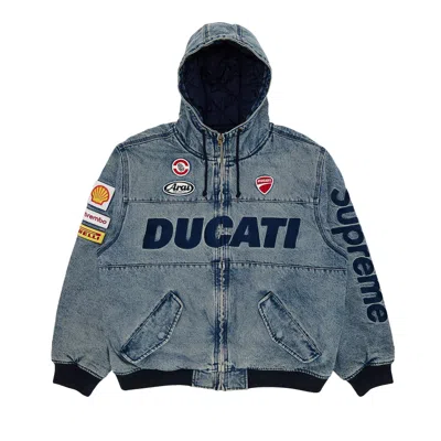 Pre-owned Supreme X Ducati Hooded Racing Jacket 'denim' In Blue