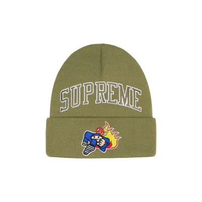 Pre-owned Supreme X Duck Down Records Beanie 'light Olive' In Green