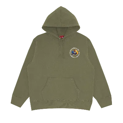 Pre-owned Supreme X Duck Down Records Hooded Sweatshirt 'light Olive' In Green