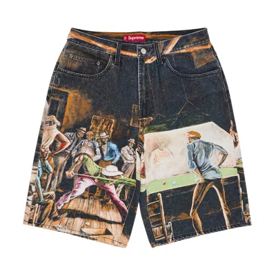Pre-owned Supreme X Ernie Barnes Baggy Denim Short 'pool Hall' | Multi-color | Men's Size 32