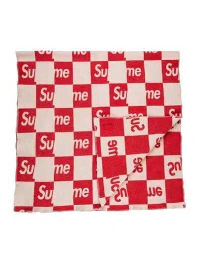 Pre-owned Supreme X Faribault Wool Checkerboard Wool Throw In Red