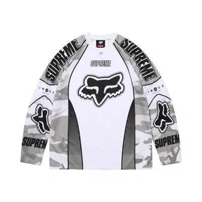Pre-owned Supreme X Fox Racing Dmx Jersey 'snow Camo' | White | Men's Size L