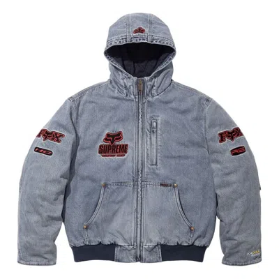 Supreme X Fox Racing Hooded Work Jacket 'denim' In Blue