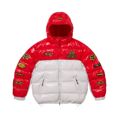 Pre-owned Supreme X Fox Racing Shiny Down Puffer Jacket 'white' | Men's Size M