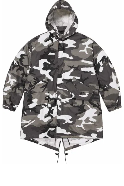 Supreme X Futura Fishtail Parka 'black White Grey' In Gold