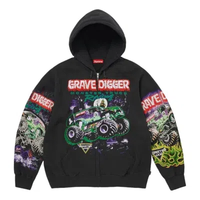 Supreme Grave Digger Zip-up Hoodie In Black