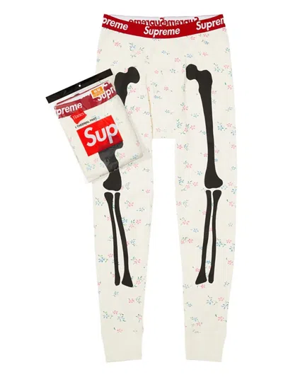 Supreme X Hanes® Bones-print Thermal Pants In Neutral