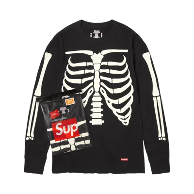 Pre-owned Supreme X Hanes Bones Thermal Crew (1 Pack) 'black' | Men's Size Xxl