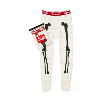Pre-owned Supreme X Hanes Bones Thermal Pant (1 Pack) 'floral' | White | Men's Size M