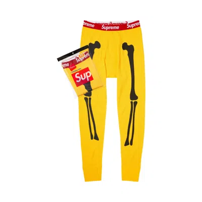Pre-owned Supreme X Hanes Bones Thermal Pant (1 Pack) 'yellow' | Men's Size Xl