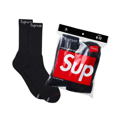 Pre-owned Supreme X Hanes Crew Socks (4 Pack) 'black'