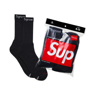 Pre-owned Supreme X Hanes Crew Socks (4 Pack) 'black'