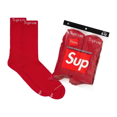 Pre-owned Supreme X Hanes Crew Socks (4 Pack) 'red'