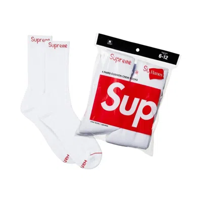 Pre-owned Supreme X Hanes Crew Socks (4 Pack) 'white'