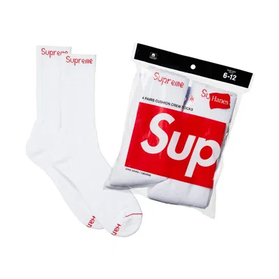 Pre-owned Supreme X Hanes Crew Socks (4 Pack) 'white'