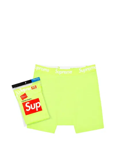 Supreme X Hanes Logo-waistband Boxers (set Of Two) In Yellow