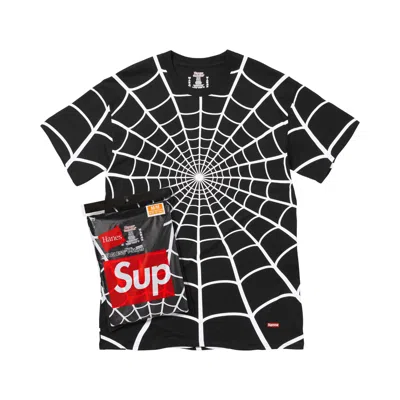 Pre-owned Supreme X Hanes Spider-man Tagless Tees (2 Pack) 'black' | Men's Size Xl