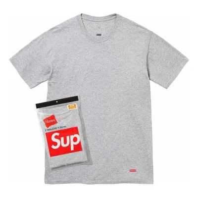 Supreme X Hanes Tagless T-shirt (2 Pack) 'grey' In Gray