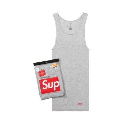Pre-owned Supreme X Hanes Tagless Tank Tops (3 Pack) 'heather Grey'