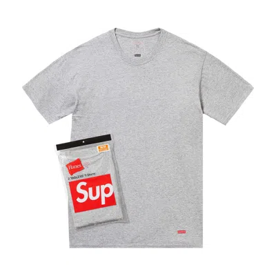 Pre-owned Supreme X Hanes Tagless Tees (2 Pack) 'heather Grey' | Men's Size Xxl