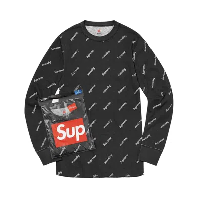 Pre-owned Supreme X Hanes Thermal Crew (1 Pack) 'black Logos' | Men's Size L
