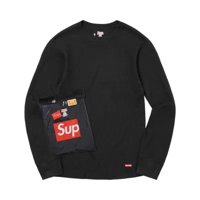 Pre-owned Supreme X Hanes Thermal Crew (1 Pack) 'black' | Men's Size Xl