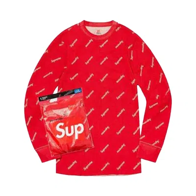 Pre-owned Supreme X Hanes Thermal Crew (1 Pack) 'red Logos' | Men's Size L