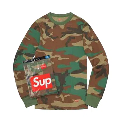 Pre-owned Supreme X Hanes Thermal Crew (1 Pack) 'woodland Camo' | Multi-color | Men's Size L In Multicolor