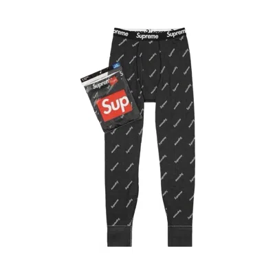 Pre-owned Supreme X Hanes Thermal Pant (1 Pack) 'black Logos' | Men's Size L