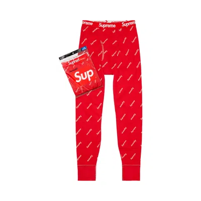 Pre-owned Supreme X Hanes Thermal Pant (1 Pack) 'red Logos'