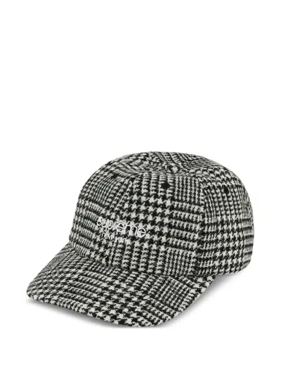 Supreme X Harris Tweed Logo Cap Hat In Black