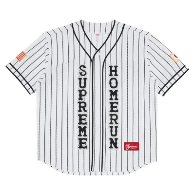Pre-owned Supreme X Homerun Baseball Jersey 'stripe' | White | Men's Size Xl