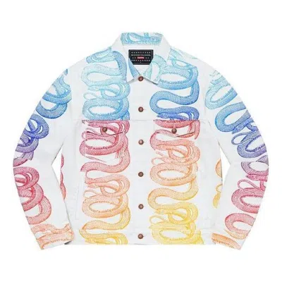 Supreme X Hysteric Glamour Snake Denim Trucker Jacket 'white Blue Pink Yellow' In Multi