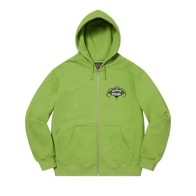 Pre-owned Supreme X Hysteric Glamour Zip Up Hooded Sweatshirt 'lime' In Green