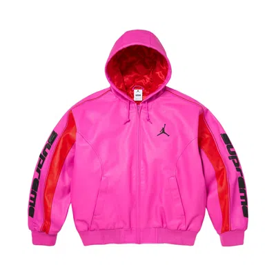 Pre-owned Supreme X Jordan Hooded Leather Jacket 'pink' | Men's Size Xl