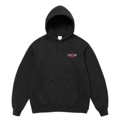 Pre-owned Supreme X Jordan Hooded Sweatshirt Black - Fw24 - Size Medium Confirmed Order