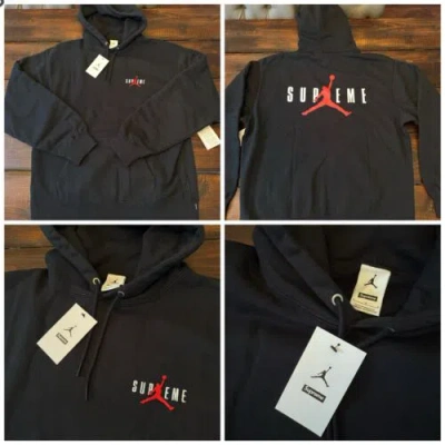 Pre-owned Supreme X Jordan Hoodie Sweatshirt Black Fw24 Size Small Hf0836-010